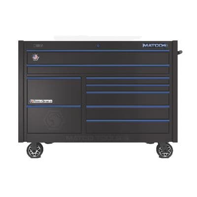 "57" x 28" DOUBLE-BAY 4s SERIES TOOLBOX (OUTLAW BLACK/BLUE)