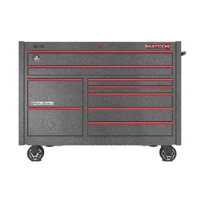 "57" x 28" DOUBLE-BAY 4s SERIES TOOLBOX (SILVER VEIN/RED)