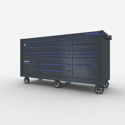 79" x 28" TRIPLE-BAY 4s SERIES TOOLBOX (OUTLAW BLACK/BLUE)