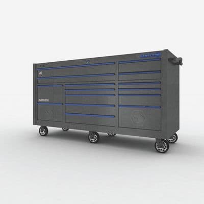 79" x 28" TRIPLE-BAY 4s SERIES TOOLBOX (SILVER VEIN/BLUE)