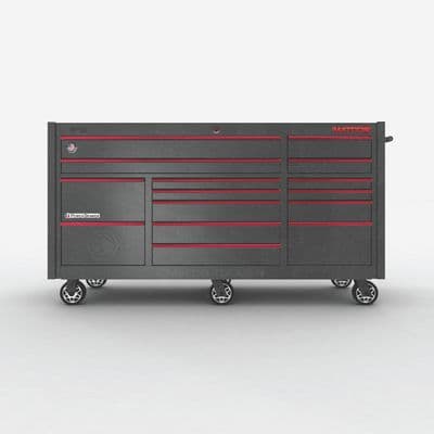 79" x 28" TRIPLE-BAY 4s SERIES TOOLBOX (SILVER VEIN/RED)