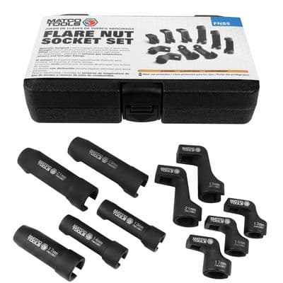 10 PC 3/8" AND 1/2" DRIVE METRIC FLARE NUT SOCKET SET - STRAIGHT AND OFFSET