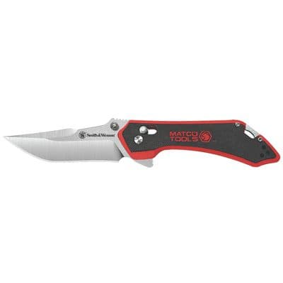 SMITH & WESSON X MATCO CLIP POINT FOLDING KNIFE, RED