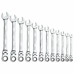 12 PIECE 72 TOOTH METRIC FLEXIBLE COMBINATION RATCHETING WRENCH SET