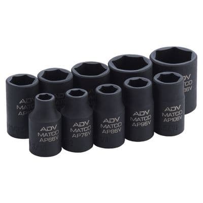 10 PIECE 1/4" DRIVE SAE SAE 6 POINT ADV IMPACT SOCKET SET