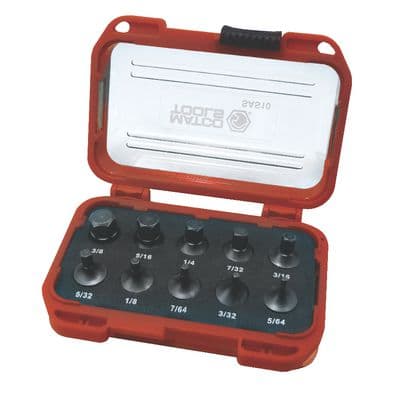 10 PIECE 1/4" DRIVE STUBBY SAE HEX SET
