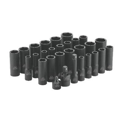 29 PIECE 3/8" DRIVE METRIC & SAE 6 POINT ADV DEEP IMPACT SOCKET SET