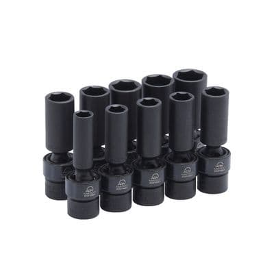10 PIECE 3/8" DRIVE METRIC 6 POINT ADV DEEP UNIVERSAL IMPACT SOCKET SET