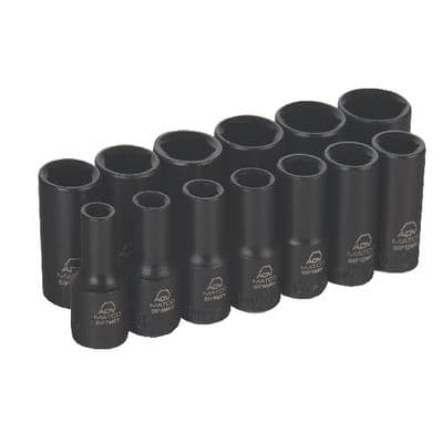 13 PIECE 3/8" DRIVE 6 POINT ADV MID-LENGTH IMPACT SOCKET SET
