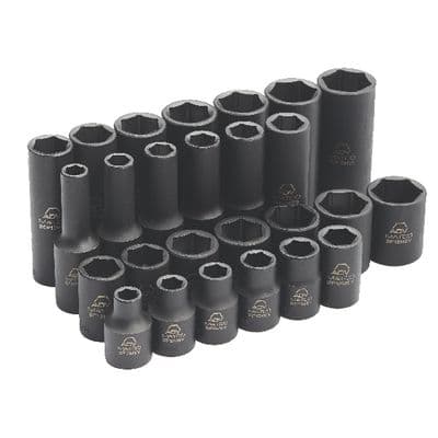 26 PIECE 3/8" DRIVE METRIC 6 POINT STANDARD AND DEEP ADV IMPACT SOCKET SET