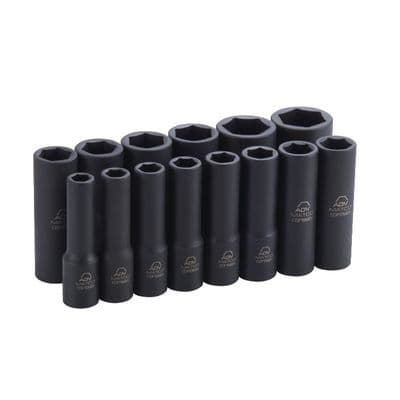 14 PIECE 1/2" DRIVE METRIC 6 POINT ADV DEEP IMPACT SOCKET SET