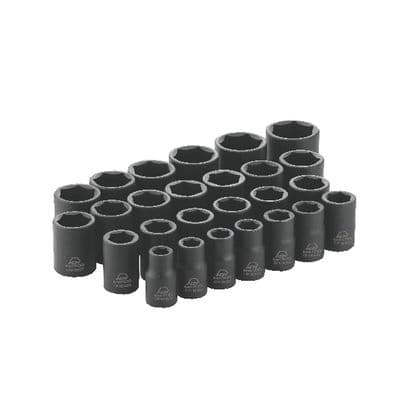 26 PIECE 1/2" DRIVE METRIC 6 POINT ADV IMPACT SOCKET SET