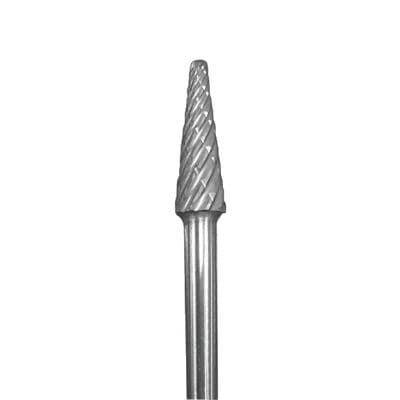 CONE SHAPE, 3/8" X 1 1/16" X 1/4", STEEL CUT BURR
